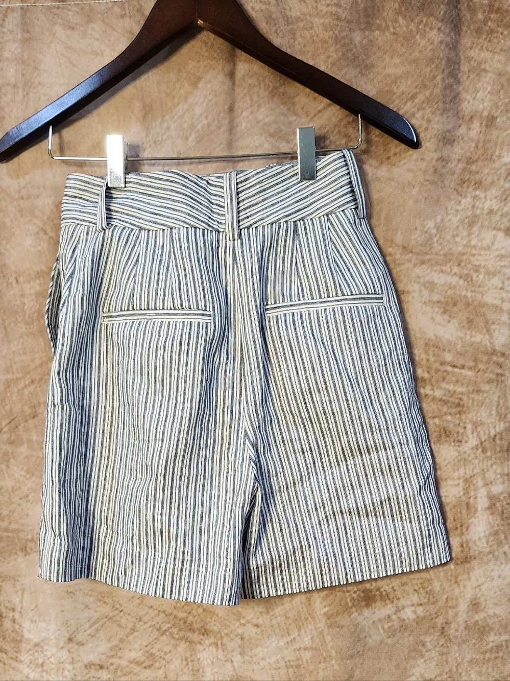ZARA Blue White Striped High-Waist Shorts – Size XS